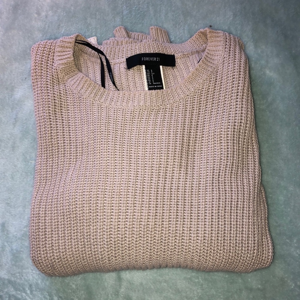 Forever 21 Cream Sweater with Lace Detailing